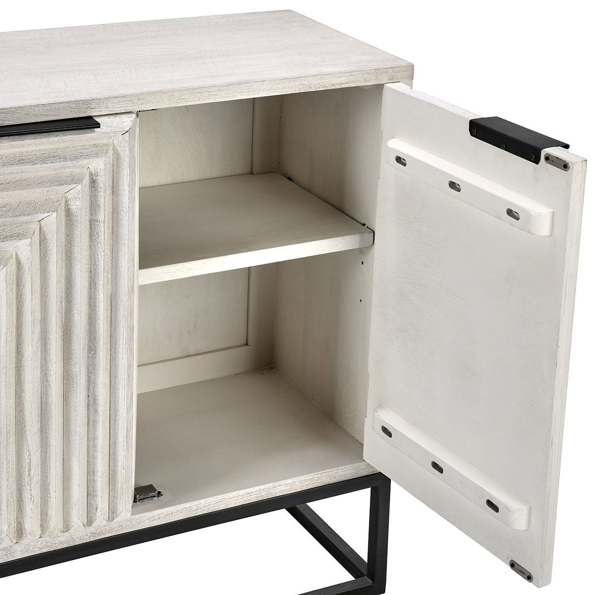 Coastal White Mango Wood Buffets & Cabinet Flint Two-Door Cabinet Collection