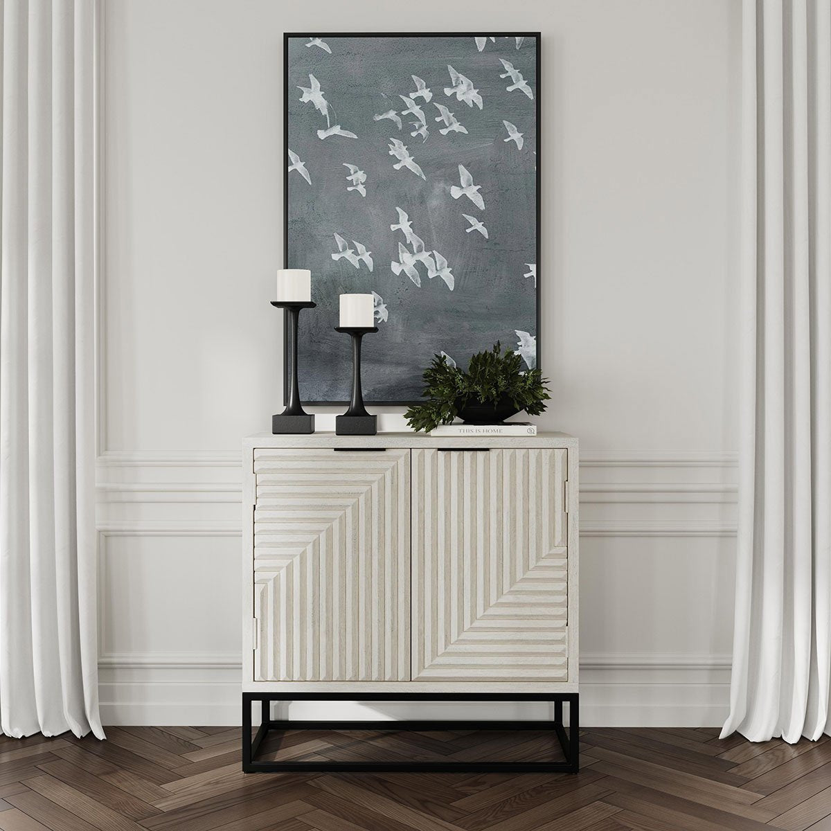 Coastal White Mango Wood Buffets & Cabinet Flint Two-Door Cabinet Collection