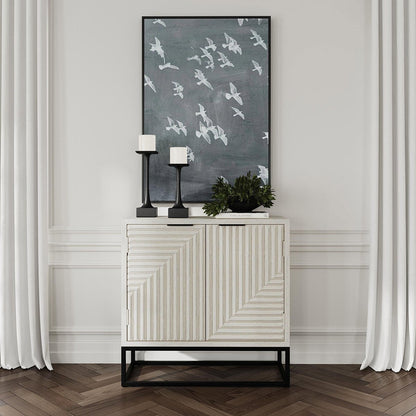 Coastal White Mango Wood Buffets & Cabinet Flint Two-Door Cabinet Collection
