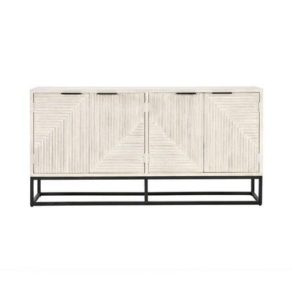Coastal White Mango Wood Buffets & Cabinet Flint Four-Door Cabinet Collection