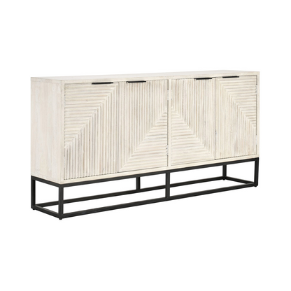 Coastal White Mango Wood Buffets & Cabinet Flint Four-Door Cabinet Collection