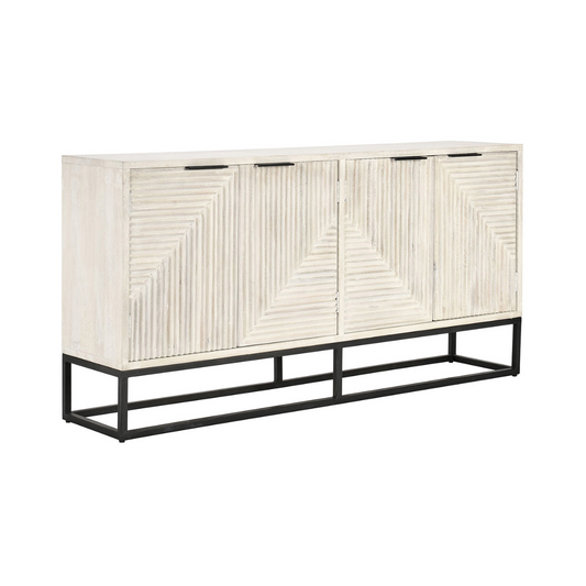 Coastal White Mango Wood Buffets & Cabinet Flint Four-Door Cabinet Collection