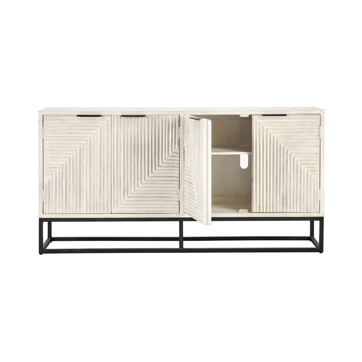Coastal White Mango Wood Buffets & Cabinet Flint Four-Door Cabinet Collection