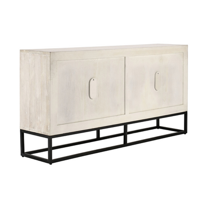 Coastal White Mango Wood Buffets & Cabinet Flint Four-Door Cabinet Collection