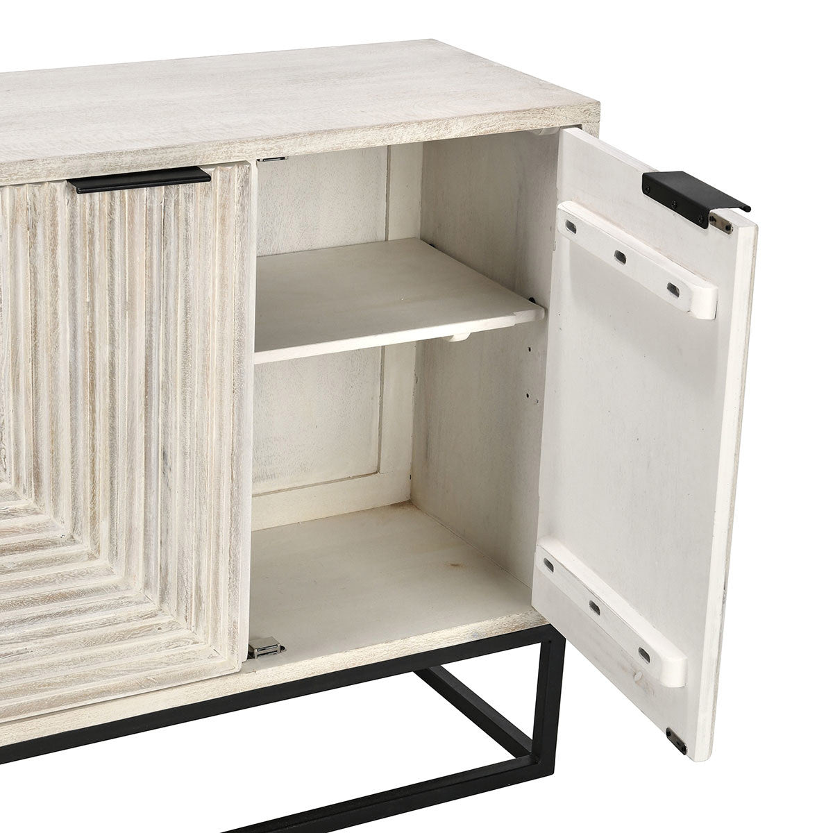 Coastal White Mango Wood Buffets & Cabinet Flint Four-Door Cabinet Collection