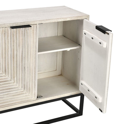 Coastal White Mango Wood Buffets & Cabinet Flint Four-Door Cabinet Collection