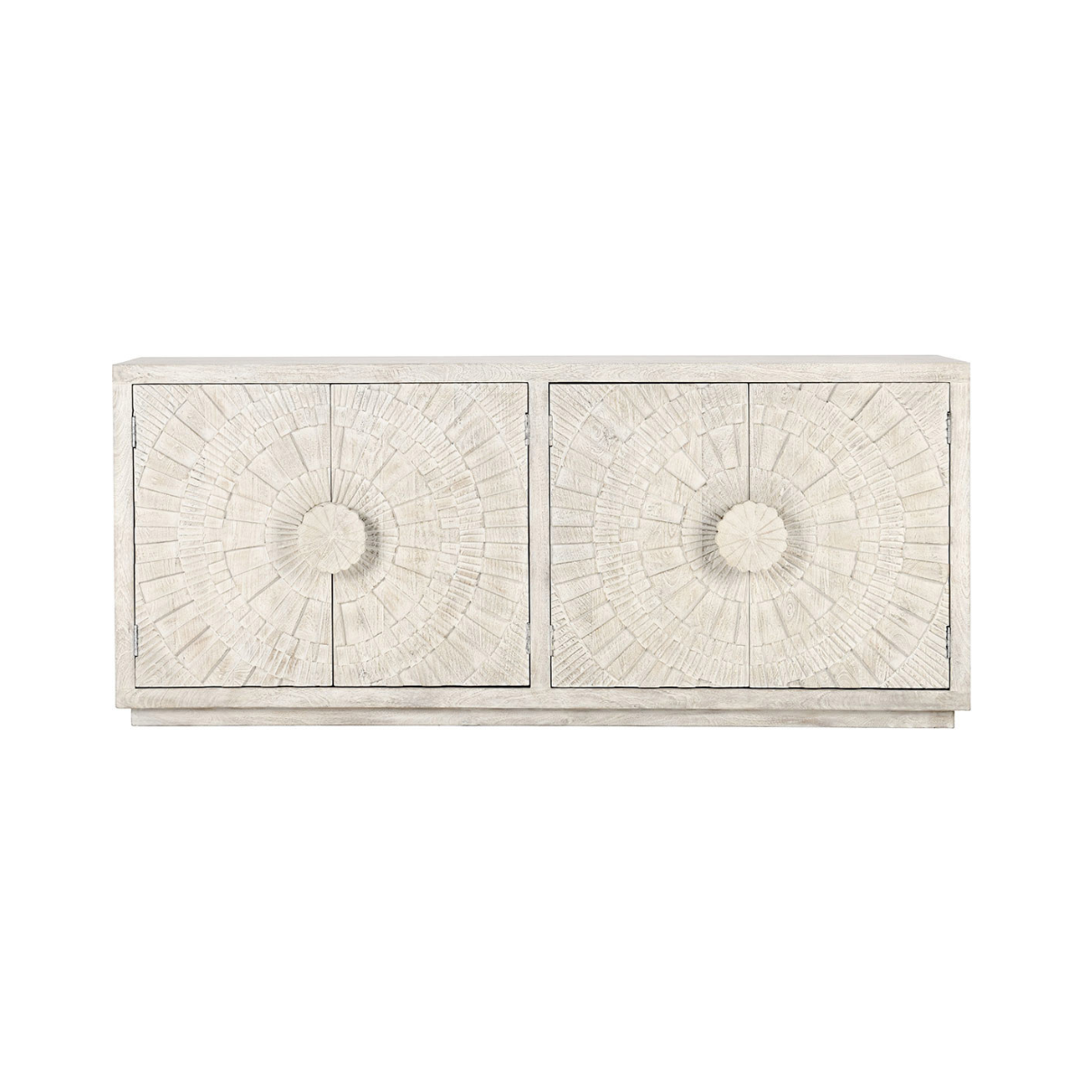 Coastal White Mango Wood Buffets & Cabinet Apollo Four-Door Cabinet Collection