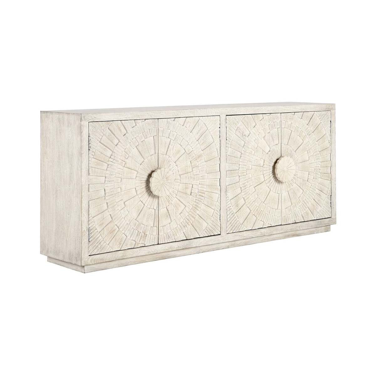 Coastal White Mango Wood Buffets & Cabinet Apollo Four-Door Cabinet Collection