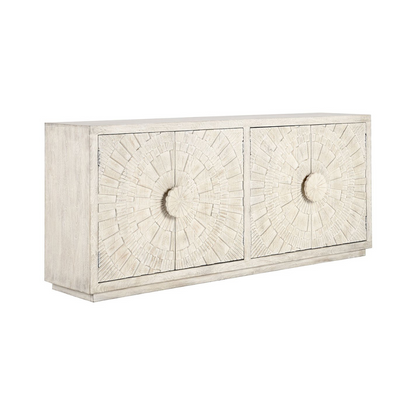 Coastal White Mango Wood Buffets & Cabinet Apollo Four-Door Cabinet Collection