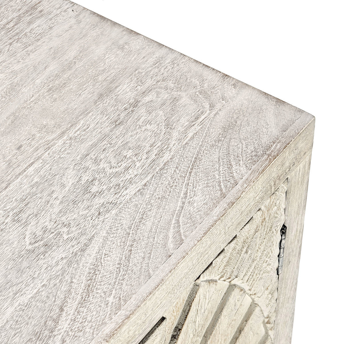 Coastal White Mango Wood Buffets & Cabinet Apollo Four-Door Cabinet Collection