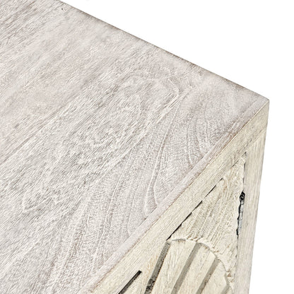 Coastal White Mango Wood Buffets & Cabinet Apollo Four-Door Cabinet Collection