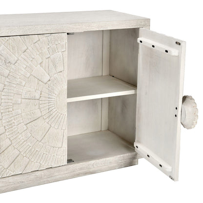 Coastal White Mango Wood Buffets & Cabinet Apollo Four-Door Cabinet Collection