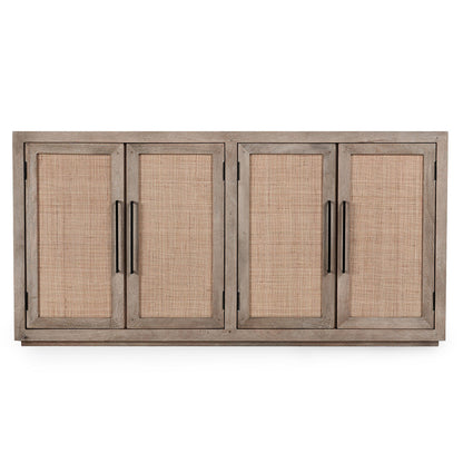 Meadow Taupe Mango Wood Buffets & Cabinet Jensen Four-Door Cabinet Collection