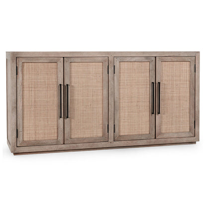 Meadow Taupe Mango Wood Buffets & Cabinet Jensen Four-Door Cabinet Collection