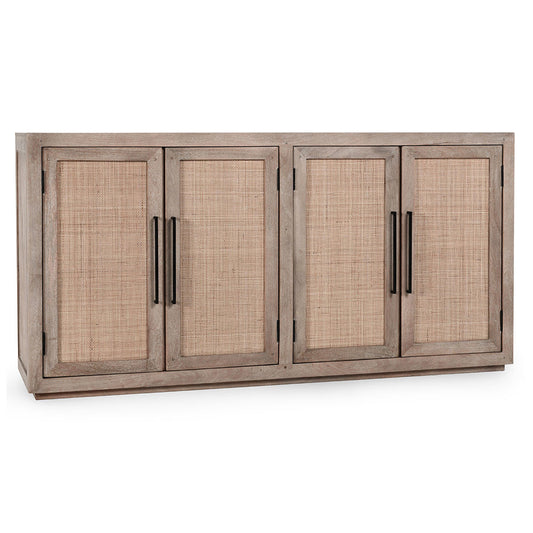 Meadow Taupe Mango Wood Buffets & Cabinet Jensen Four-Door Cabinet Collection