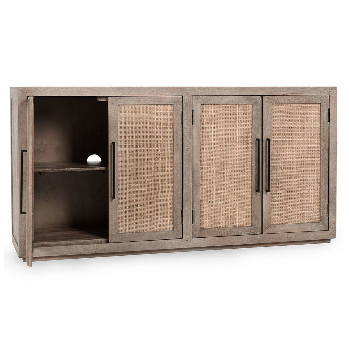 Meadow Taupe Mango Wood Buffets & Cabinet Jensen Four-Door Cabinet Collection