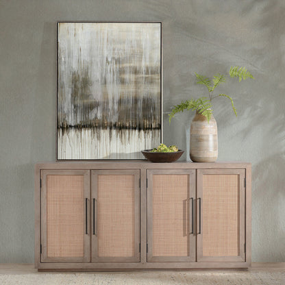 Meadow Taupe Mango Wood Buffets & Cabinet Jensen Four-Door Cabinet Collection