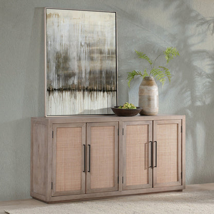 Meadow Taupe Mango Wood Buffets & Cabinet Jensen Four-Door Cabinet Collection