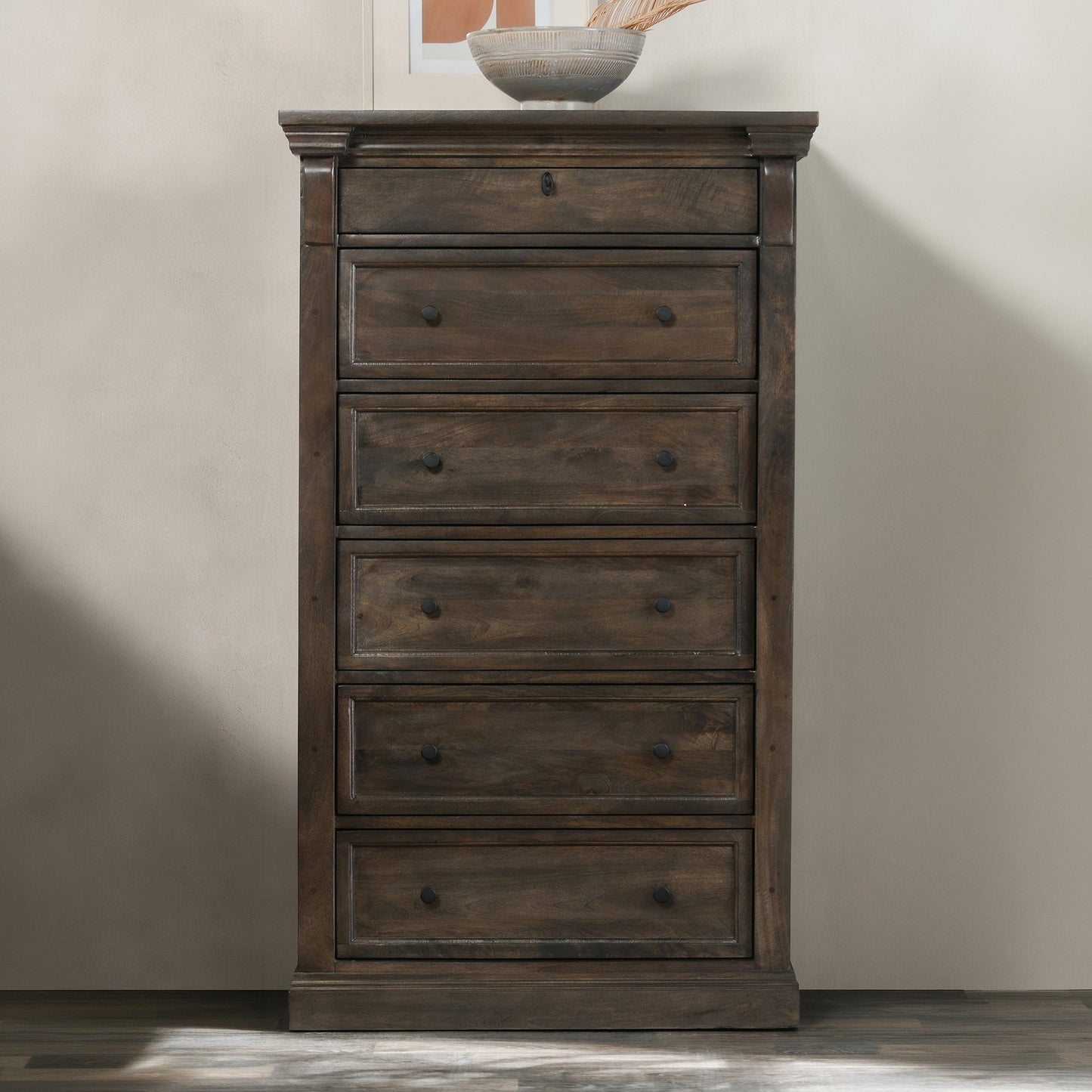 Cocoa Brown Mango Wood Chest Adelaide Six-Drawer Chest Collection