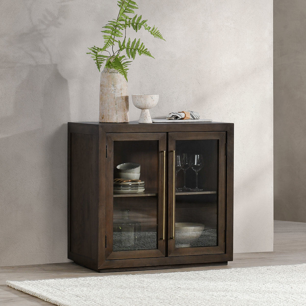 Landmark Brown Oak Wood Buffets & Cabinet Bradley Two-Door Cabinet Collection