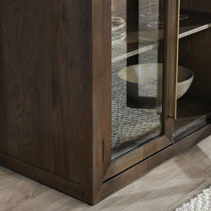 Landmark Brown Oak Wood Buffets & Cabinet Bradley Two-Door Cabinet Collection