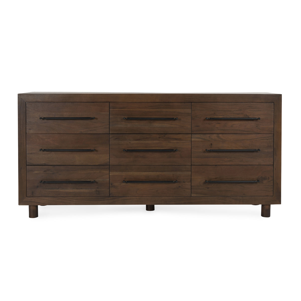 Harvest Brown Acacia Wood Dresser Jaxon Nine-Drawer Dresser Collection
