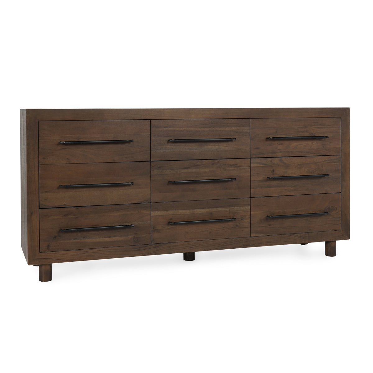Harvest Brown Acacia Wood Dresser Jaxon Nine-Drawer Dresser Collection