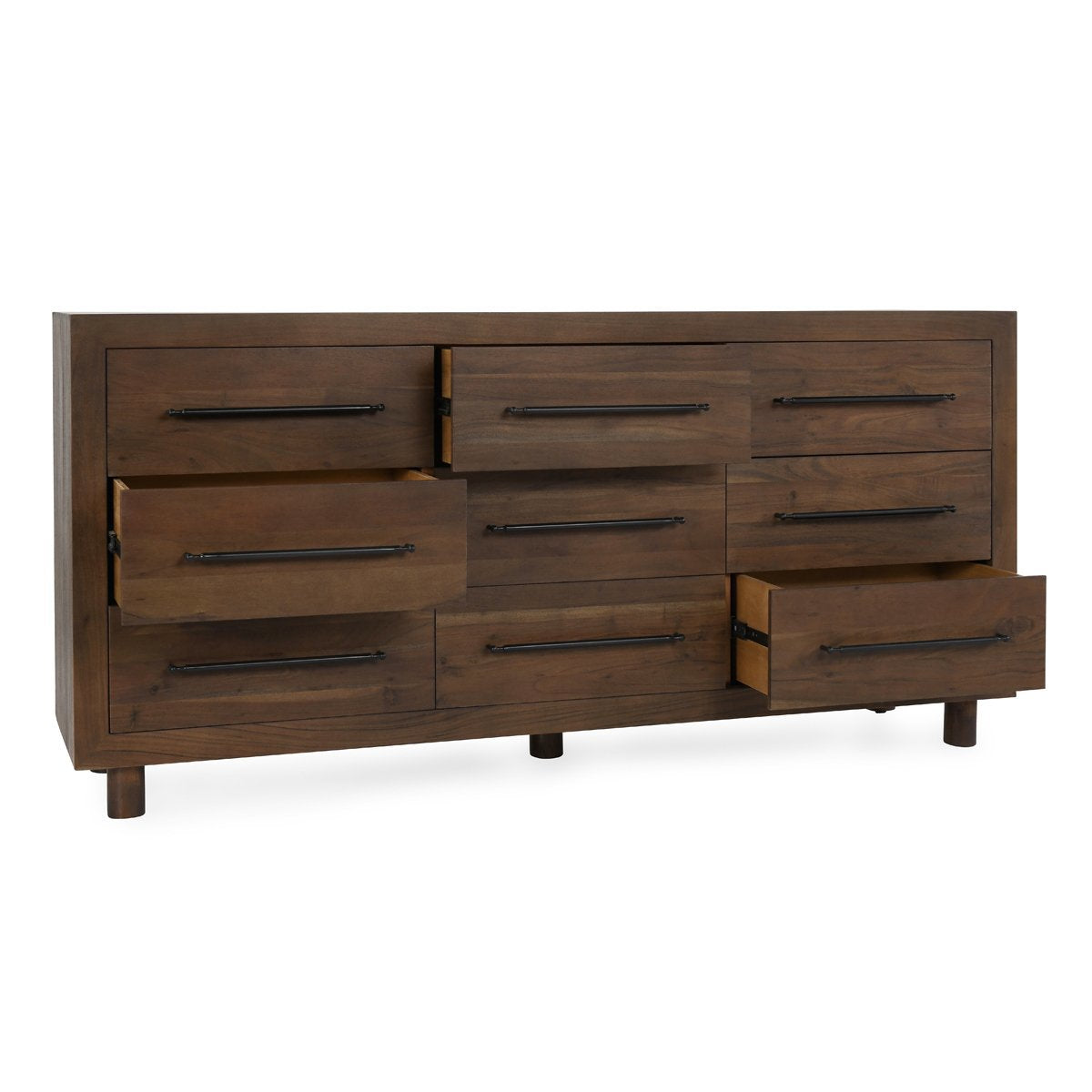 Harvest Brown Acacia Wood Dresser Jaxon Nine-Drawer Dresser Collection