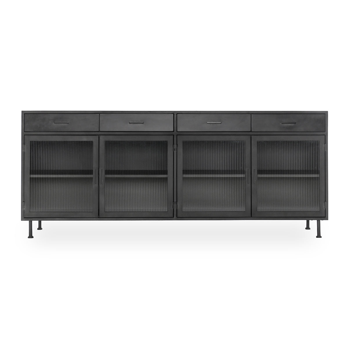 Blackened Steel Metal Buffets & Cabinet Nore Four-Drawer Four-Door Cabinet Collection
