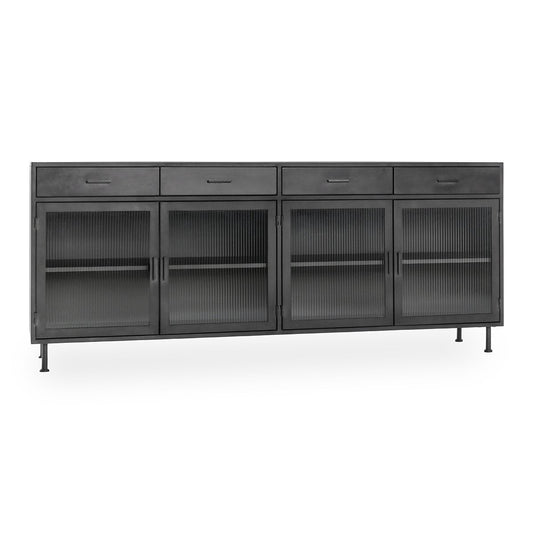 Blackened Steel Metal Buffets & Cabinet Nore Four-Drawer Four-Door Cabinet Collection