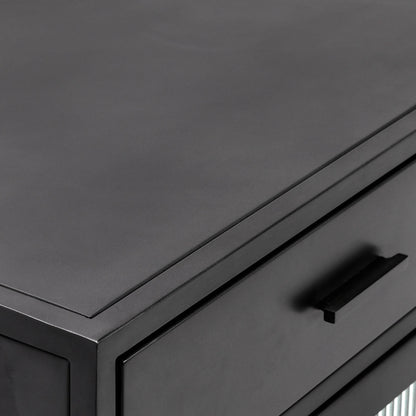 Blackened Steel Metal Buffets & Cabinet Nore Four-Drawer Four-Door Cabinet Collection