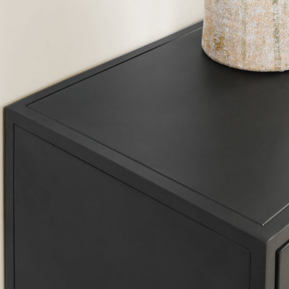 Blackened Steel Metal Buffets & Cabinet Nore Four-Drawer Four-Door Cabinet Collection