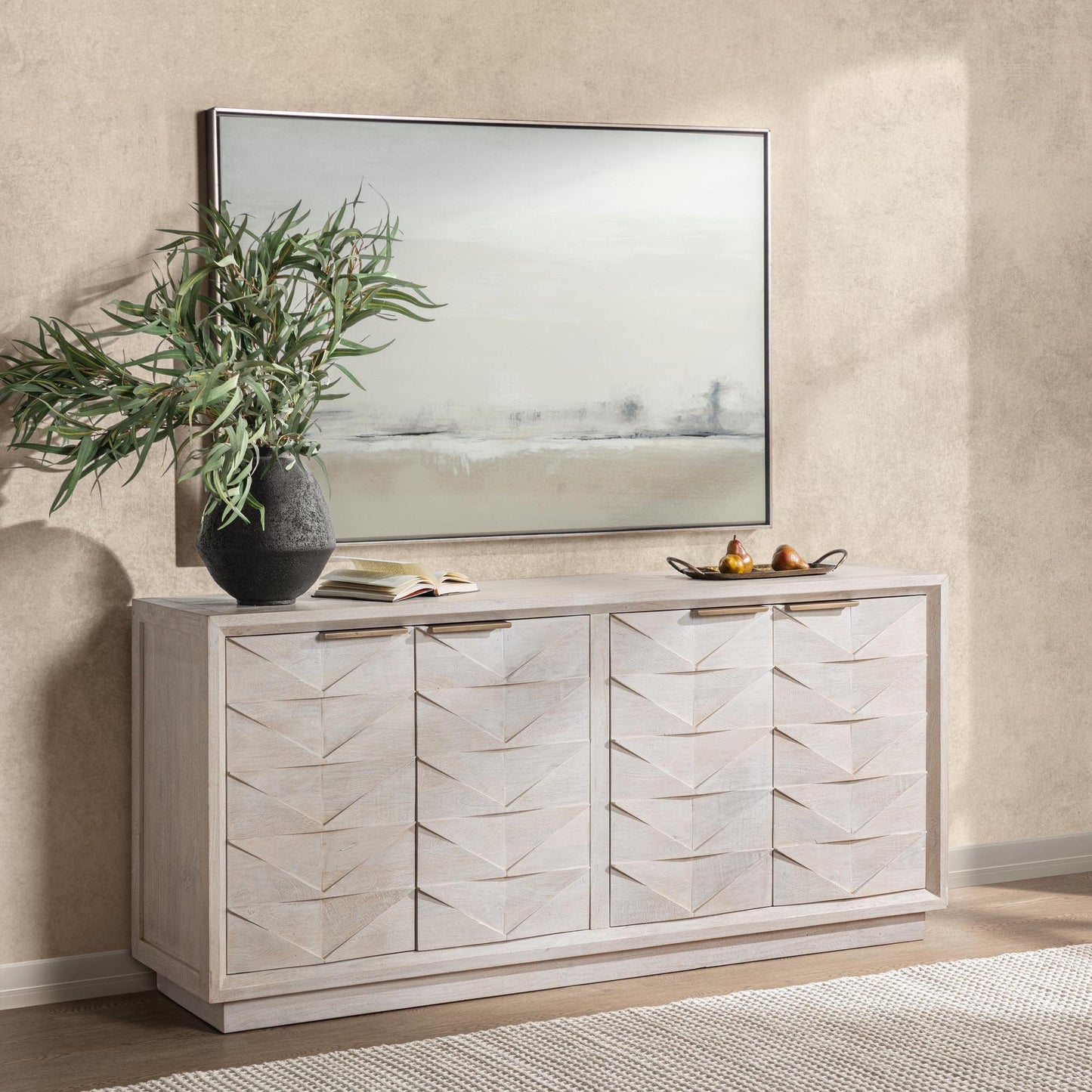 Cream Mango Wood Buffets & Cabinet Marvin Four-Door Buffet Collection