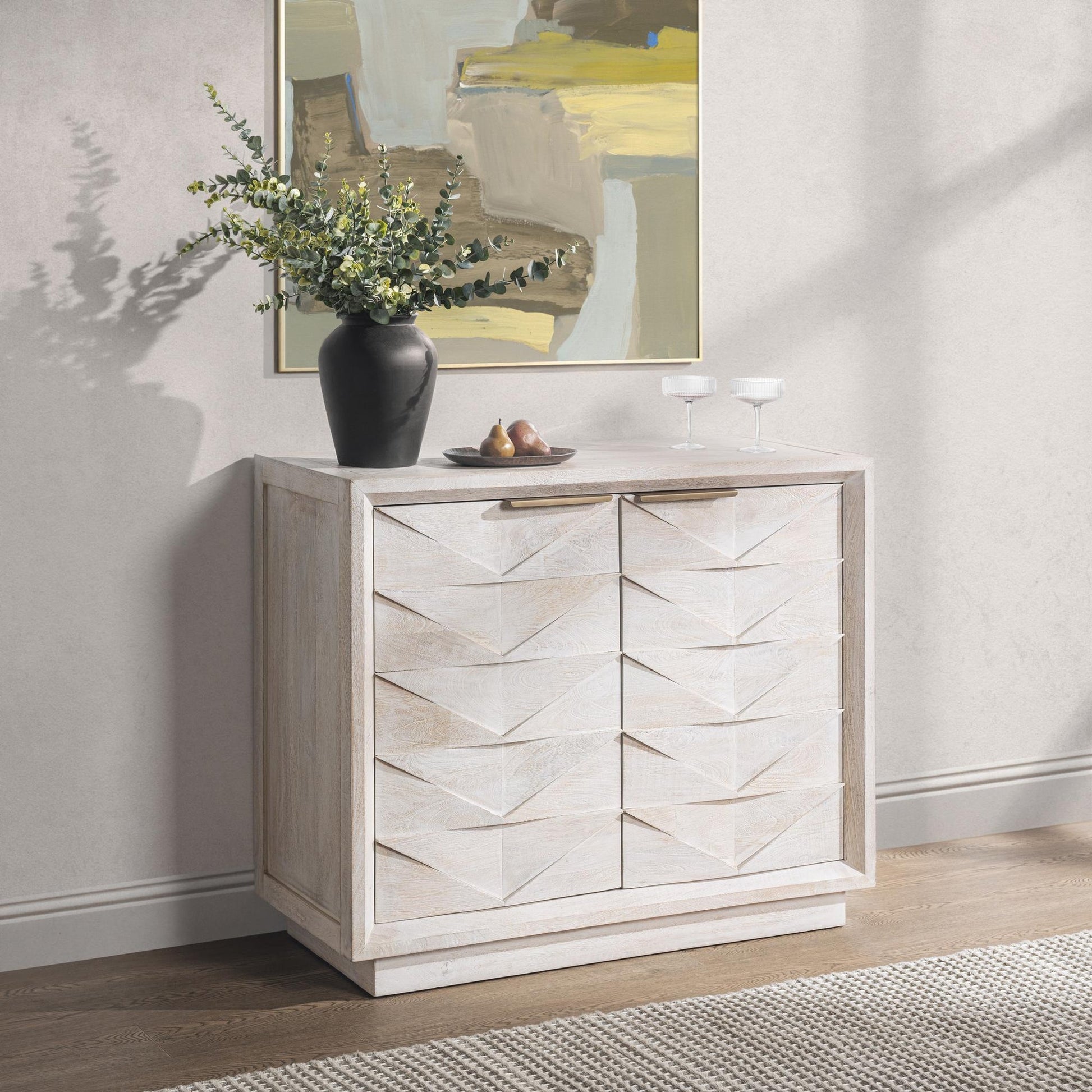Cream Mango Wood Buffets & Cabinet Marvin Two-Door Buffet Collection
