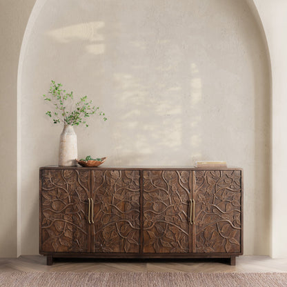 Kona Brown Mango Wood Buffets & Cabinet Albero Four-Door Buffet Collection