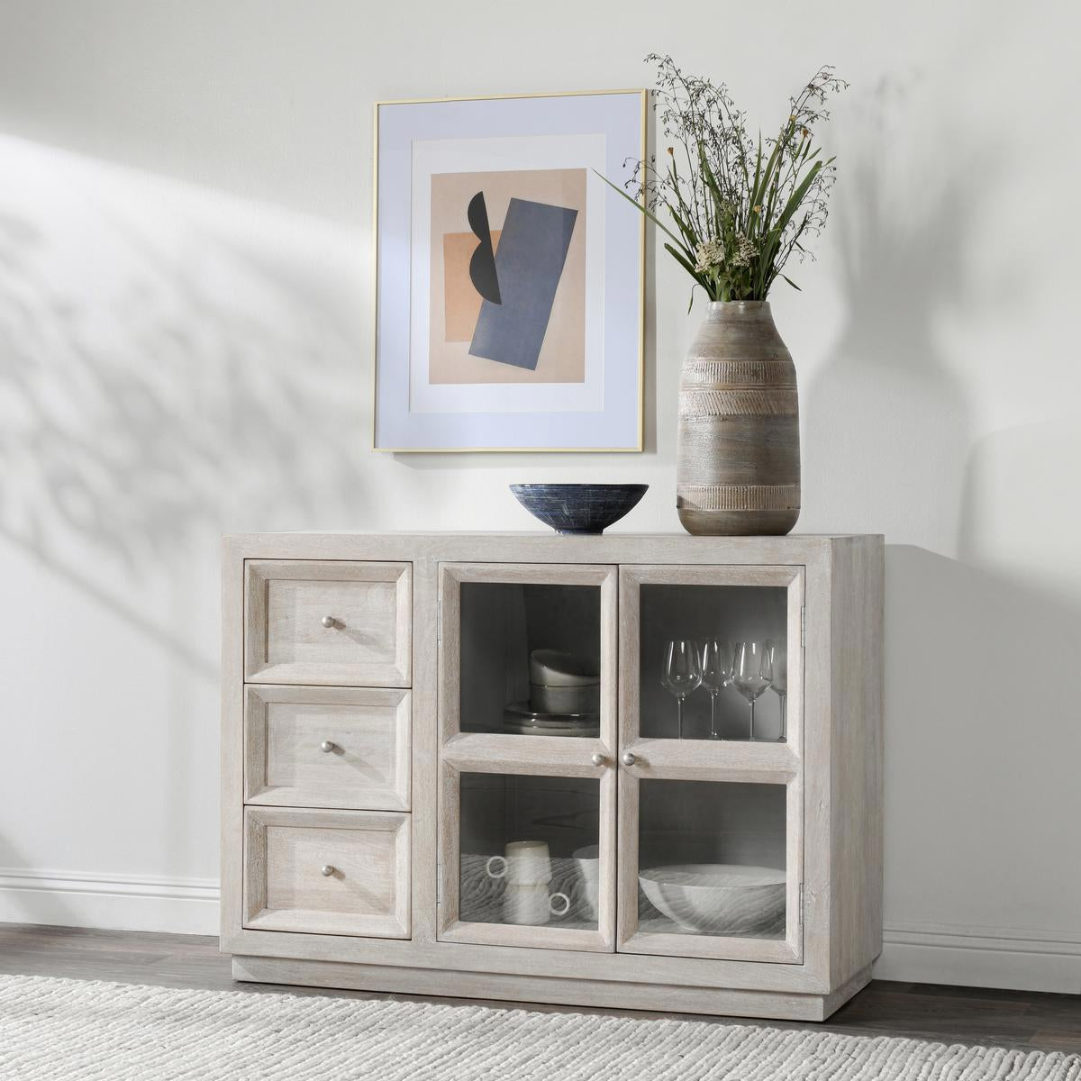 Creamwood Mango Wood Buffets & Cabinet Isha Three-Drawer Two-Door Cabinet Collection