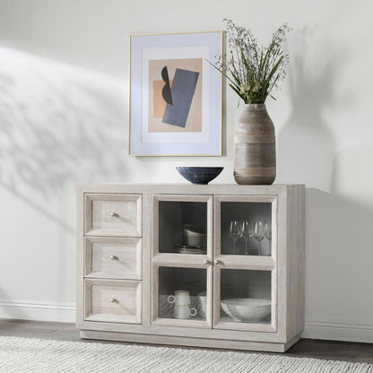 Creamwood Mango Wood Buffets & Cabinet Isha Three-Drawer Two-Door Cabinet Collection