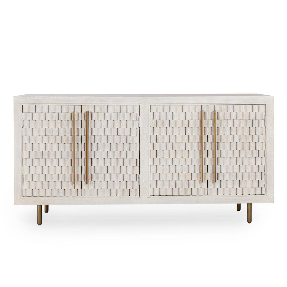 Coastal White Mango Wood Buffets & Cabinet Norwood Four-Door Buffet Collection