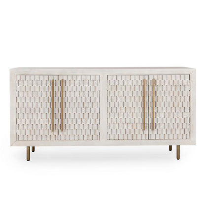 Coastal White Mango Wood Buffets & Cabinet Norwood Four-Door Buffet Collection