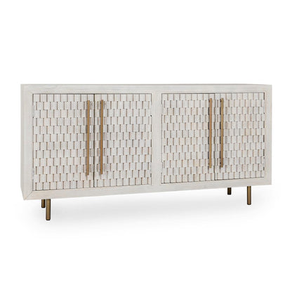 Coastal White Mango Wood Buffets & Cabinet Norwood Four-Door Buffet Collection