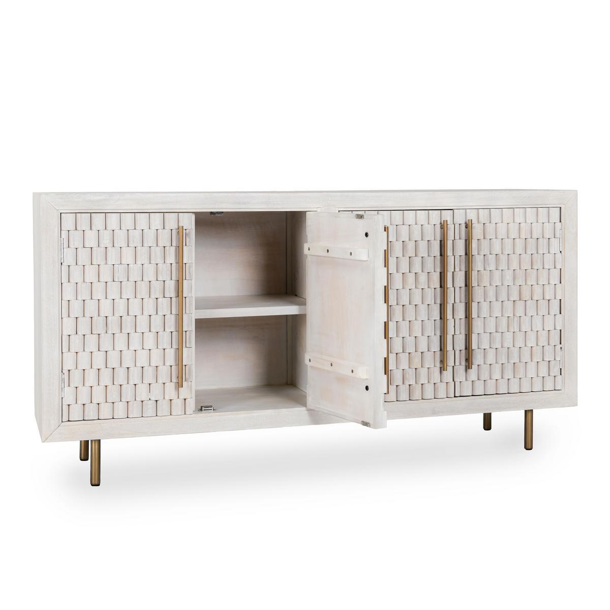Coastal White Mango Wood Buffets & Cabinet Norwood Four-Door Buffet Collection
