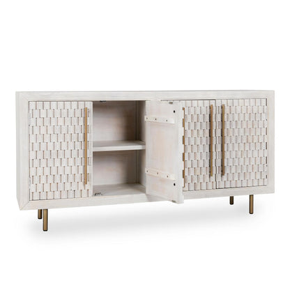 Coastal White Mango Wood Buffets & Cabinet Norwood Four-Door Buffet Collection