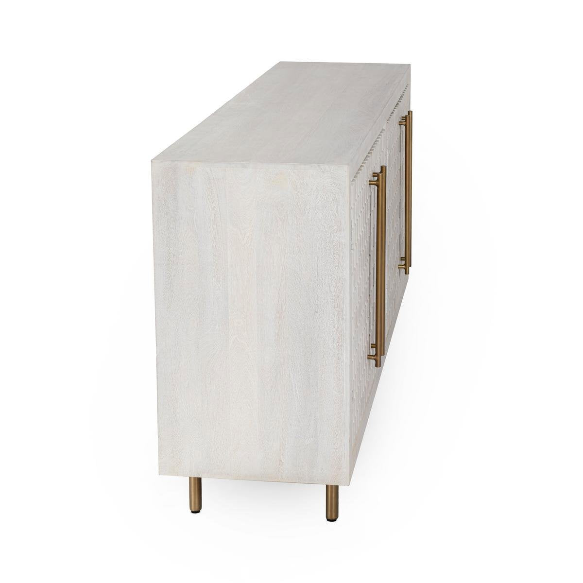 Coastal White Mango Wood Buffets & Cabinet Norwood Four-Door Buffet Collection