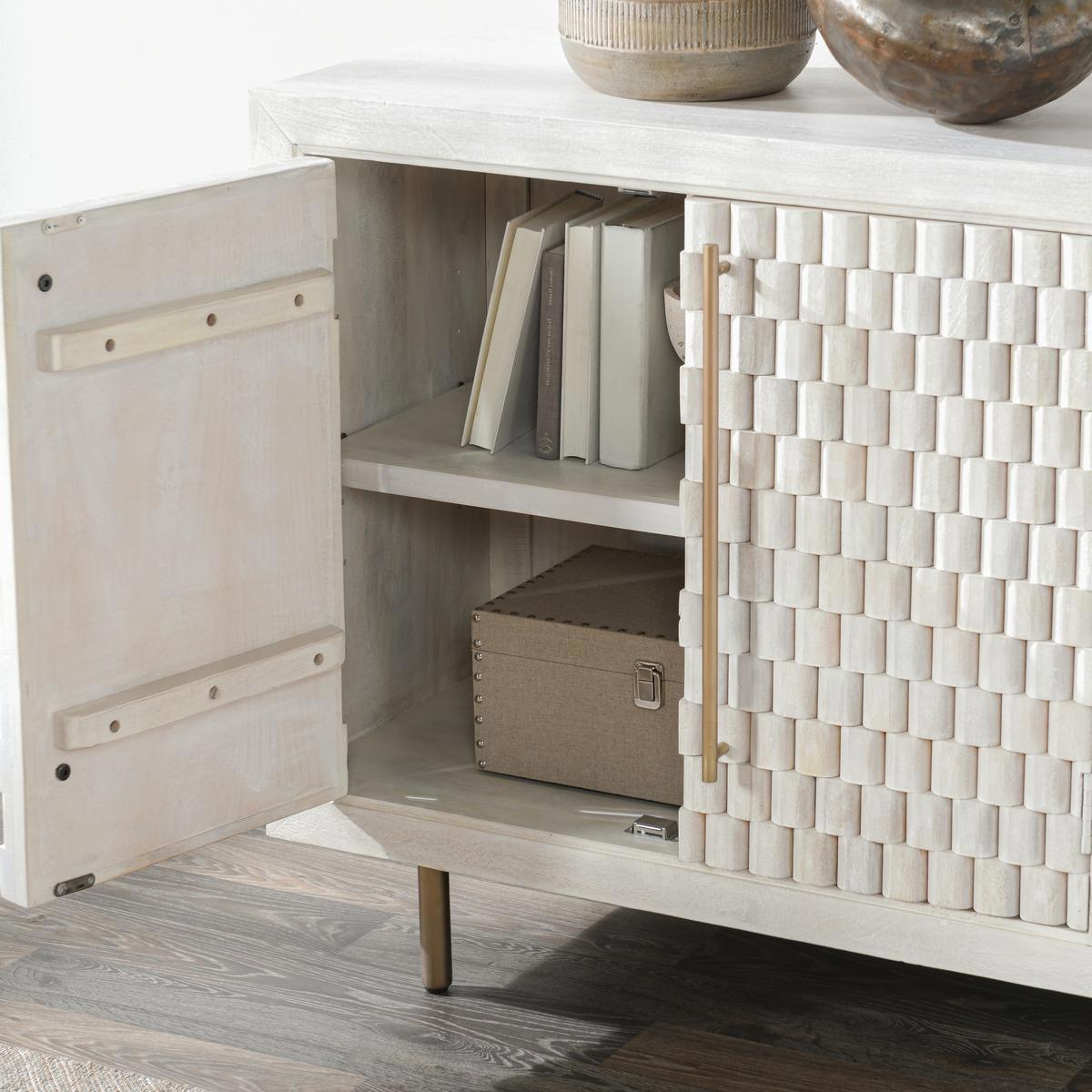 Coastal White Mango Wood Buffets & Cabinet Norwood Four-Door Buffet Collection