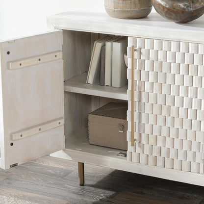 Coastal White Mango Wood Buffets & Cabinet Norwood Four-Door Buffet Collection