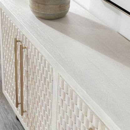 Coastal White Mango Wood Buffets & Cabinet Norwood Four-Door Buffet Collection