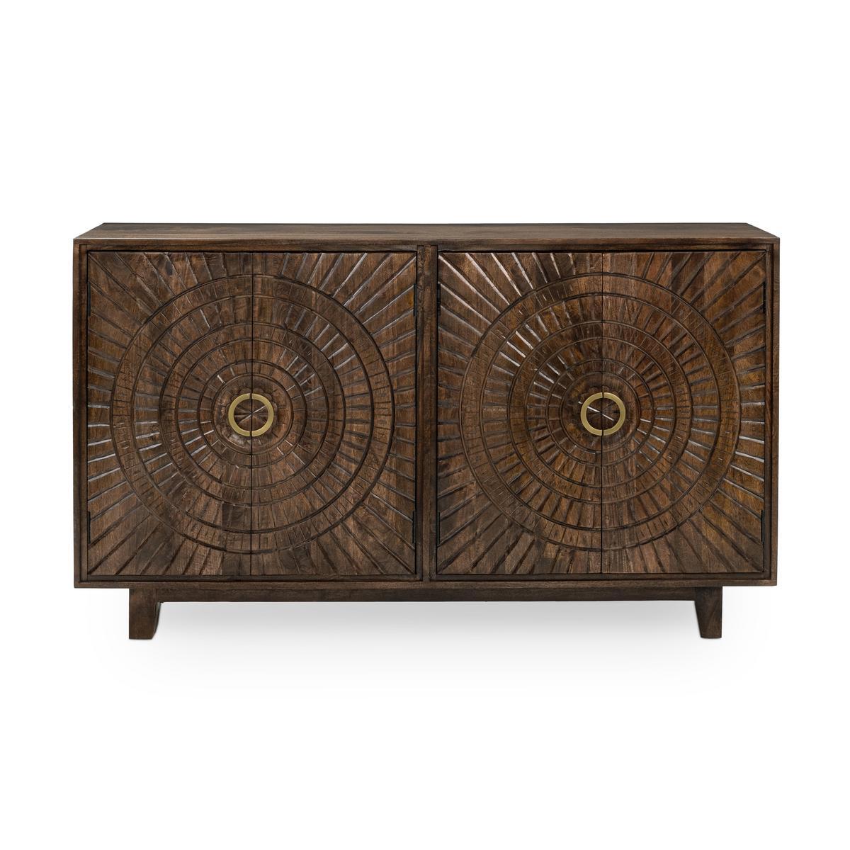 Bark Brown Mango Wood Buffets & Cabinet Vivienne Four-Door Buffet Collection