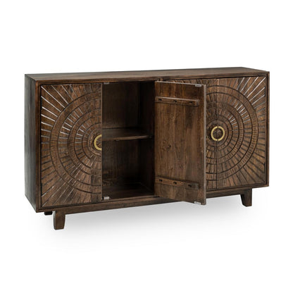 Bark Brown Mango Wood Buffets & Cabinet Vivienne Four-Door Buffet Collection