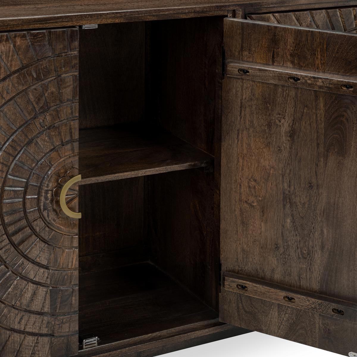 Bark Brown Mango Wood Buffets & Cabinet Vivienne Four-Door Buffet Collection