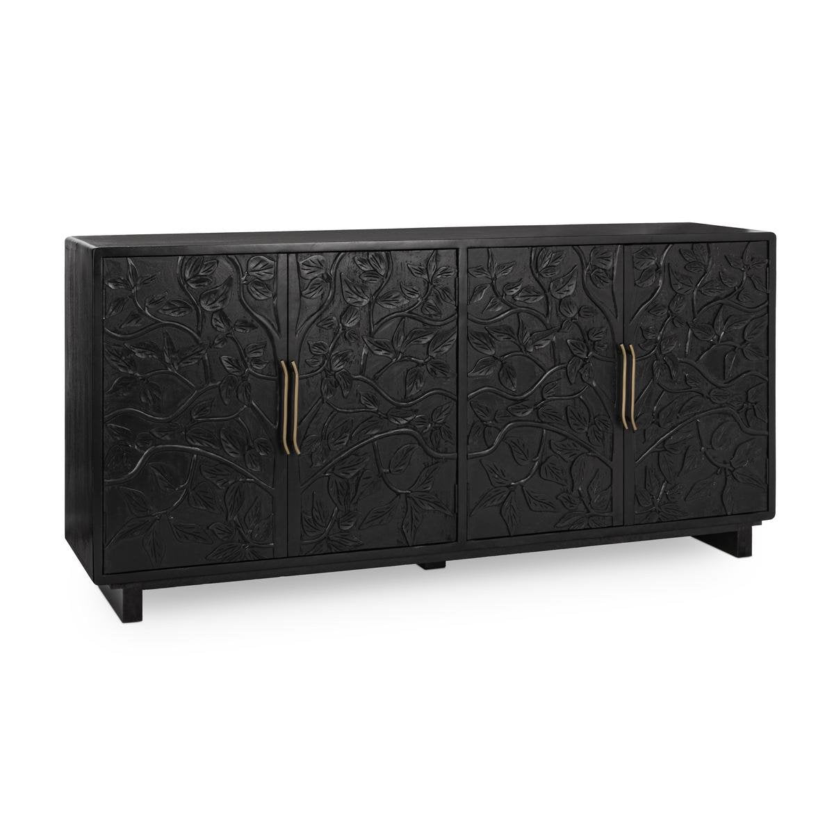 Black Mango Wood Buffets & Cabinet Albero Four-Door Buffet Collection